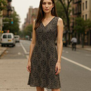 Ann Taylor Loft Size 6 Brown Floral Sheath Dress